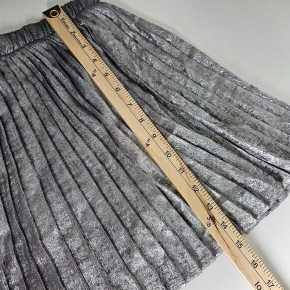 Gap Girls‎ Metallic Silver Pleated Skirt A-Line Elastic Waistband Kids XL 12 NWT - Picture 7 of 10